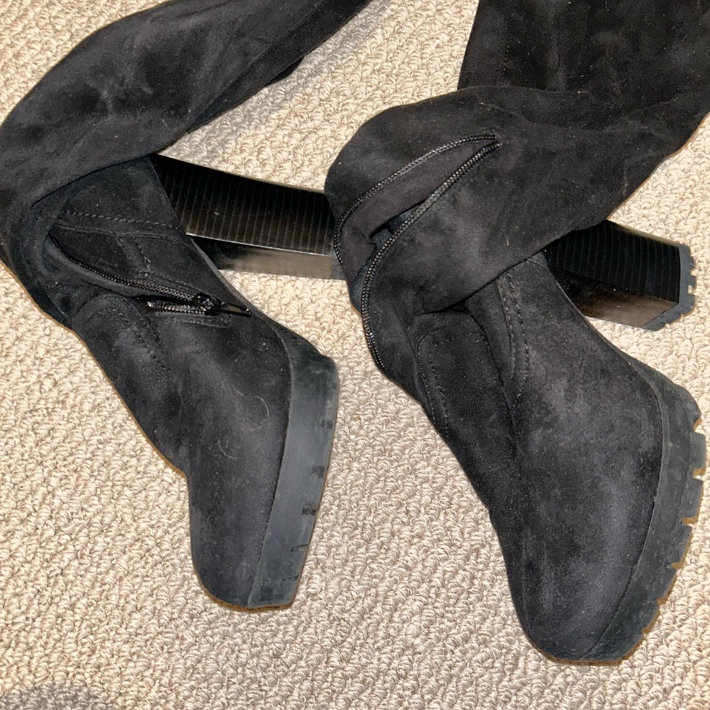 Charlotte Russe Black Over the Knee Boots Suede